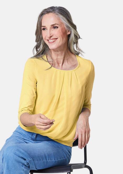 Chiffon-Shirt mit 3/4-Arm, Rundhals