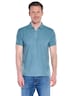 Herren Poloshirt mit Reißverschluss , Mittelblau