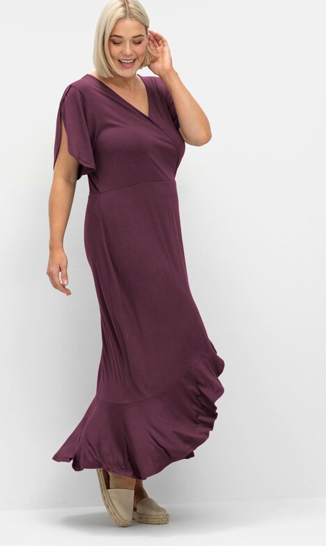 Jerseykleid Kurzarm Uni Ohne Kragen
