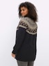 Langarm-Pullover Jacquardpullover im Norweger-Stil Langarm Stehkragen