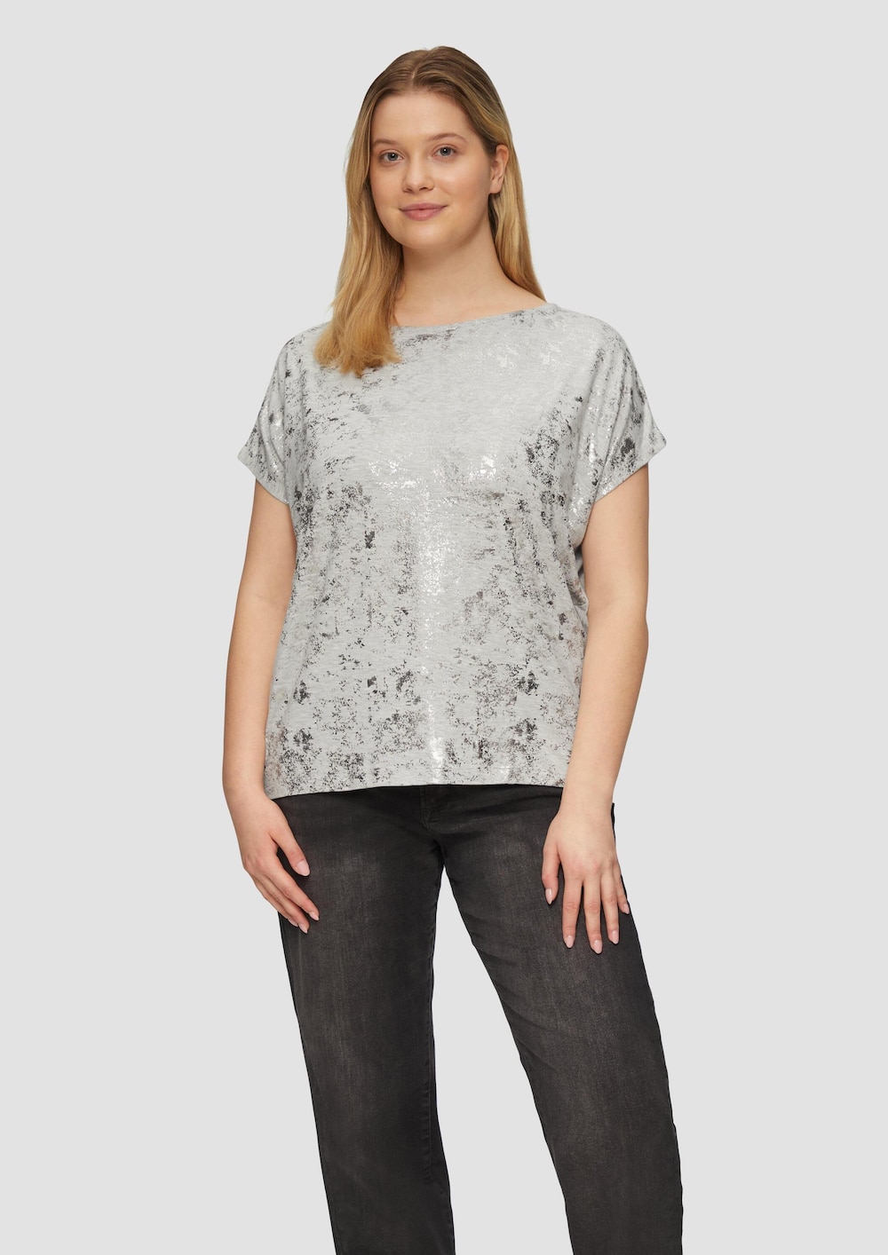 T-Shirt mit Glitzer-Frontprint