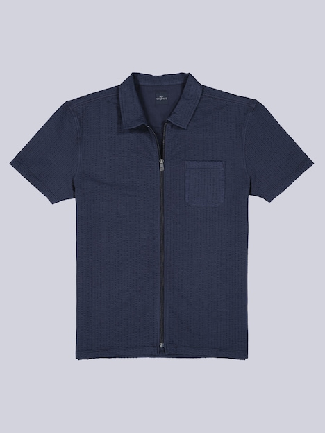 Herren Overshirt mit Reißverschluss , Saphirblau