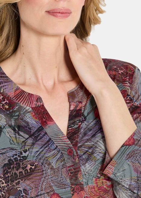 GOLDNER Gedess. tuniek Jersey tuniek met knoopsluiting