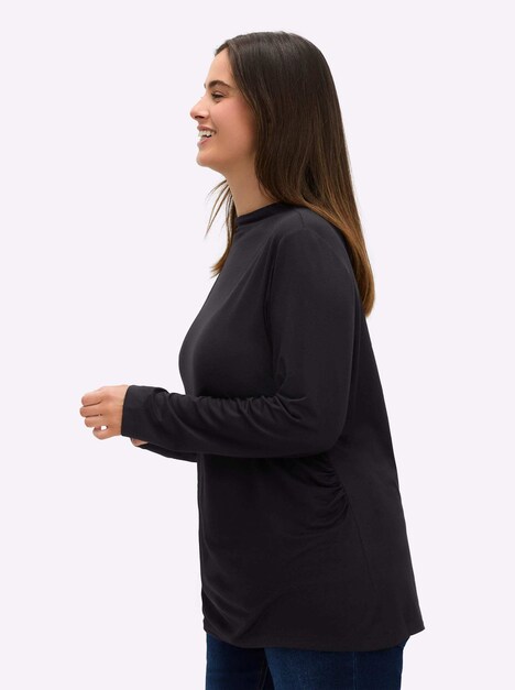 Langarm-Shirt Langarm Uni Stehkragen