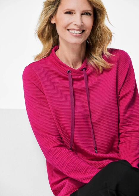 Langarm Viskose-Pullover, Stehbund