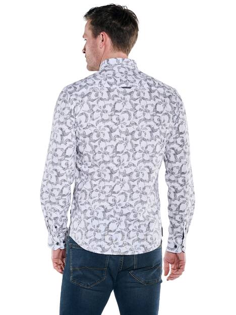 engbers Herren Langarm-Hemd gemustert , Hellgrau