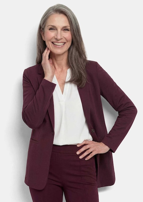 Damenblazer mit Reverskragen und Paspeltaschen