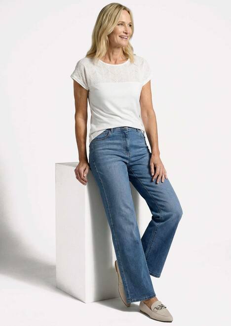 Shirt mit Spitze aus Baumwolle und Jersey