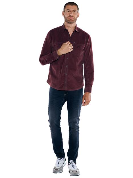 engbers Herren Langarm-Hemd uni , Bordeaux