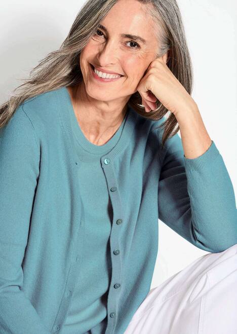 Kaschmirstrickjacke mit Rundhals