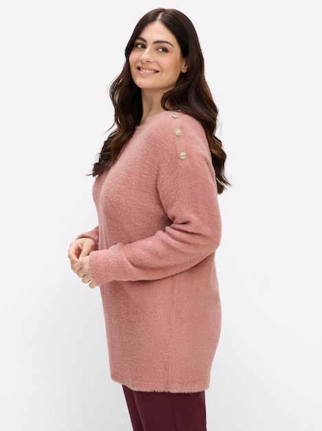 Langarm-Pullover Feinstrickpullover mit U-Boot-Ausschnitt Langarm