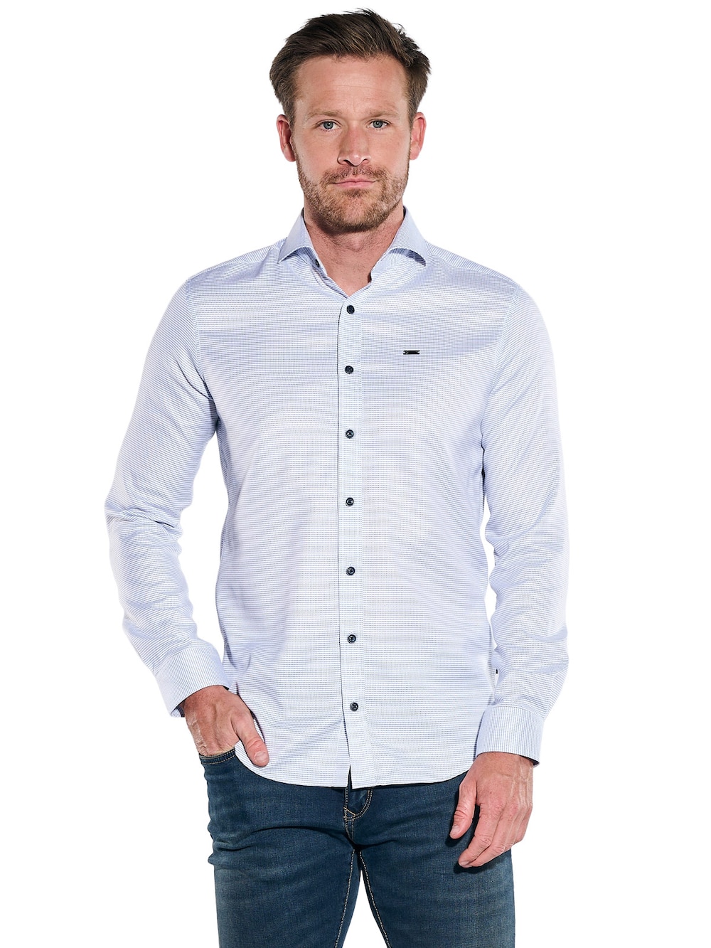 Herren Hemd langarm , Hellblau