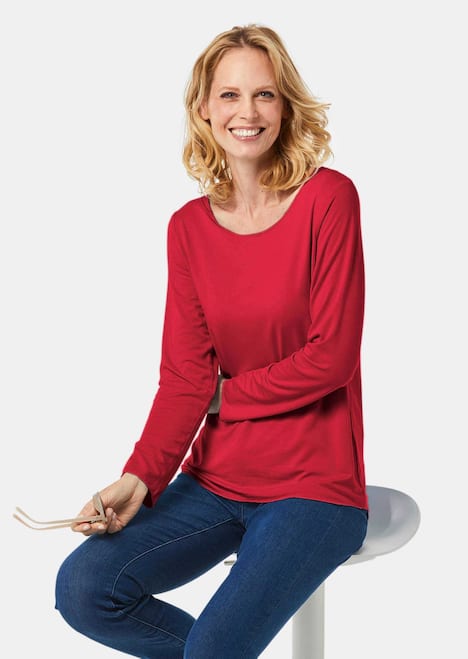 Langarmshirt mit tonaler Zierkante