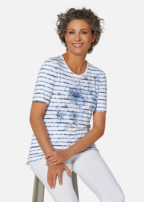 Streifenshirt mit Blumenmuster
