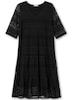 Spitzenkleid 3/4-Arm Uni Ohne Kragen