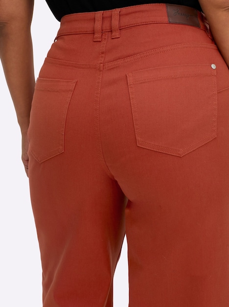 Jeans Jeans mit weitem Bein und High-Waist-Bund Formbund Uni