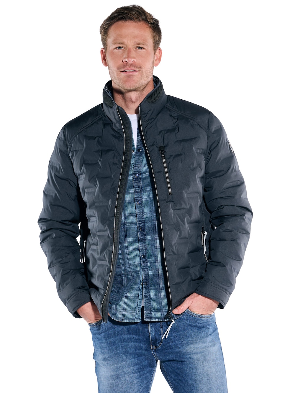 Herren Jacke mit dezenter Struktur , Saphirblau