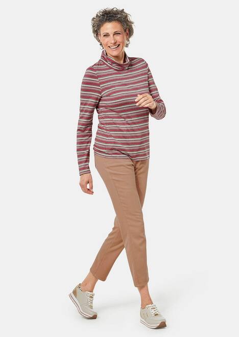 GOLDNER Colshirt Kriebelvrij gestreept shirt met zacht glansgaren