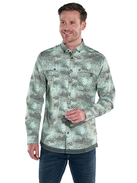 engbers Herren Langarm-Hemd gemustert , Dunkelgruen