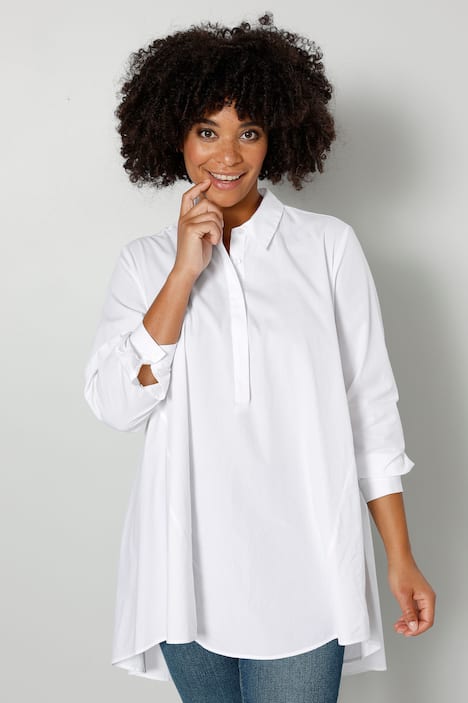 Longbluse, A-Line, Hemdkragen, Langarm