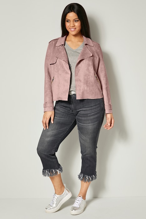 3/4-Jeans, Slim Fit, Fransensaum, 5-Pocket