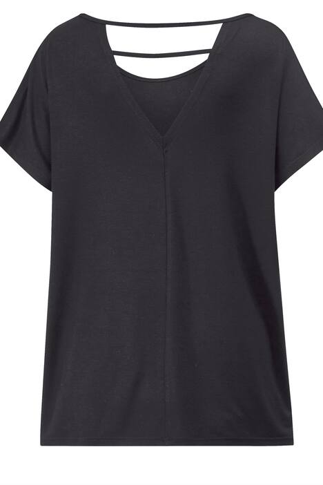 T-Shirt, oversized, Rücken V-Ausschnitt mit Band, überschnittene Schultern