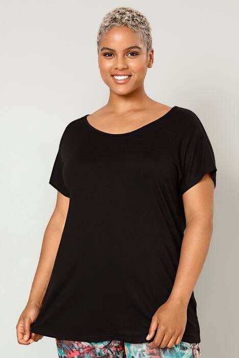 T-Shirt, oversized, Rücken V-Ausschnitt mit Band, überschnittene Schultern