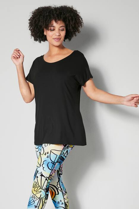 T-Shirt, oversized, Rücken V-Ausschnitt mit Band, überschnittene Schultern