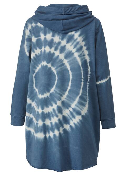 Long-Hoodie, Kapuzen-Sweatshirt, Batik-Druck, Langarm
