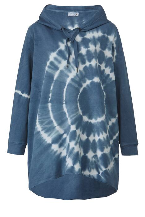 Long-Hoodie, Kapuzen-Sweatshirt, Batik-Druck, Langarm