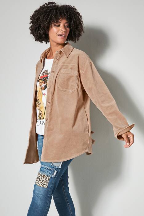 Cord-Hemdjacke, Hemdkragen, Langarm