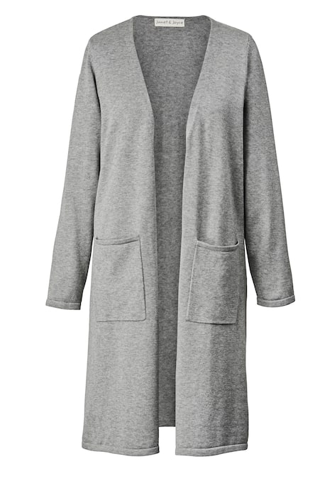 Long-Strickjacke, Classic Fit, offene Form, Langarm