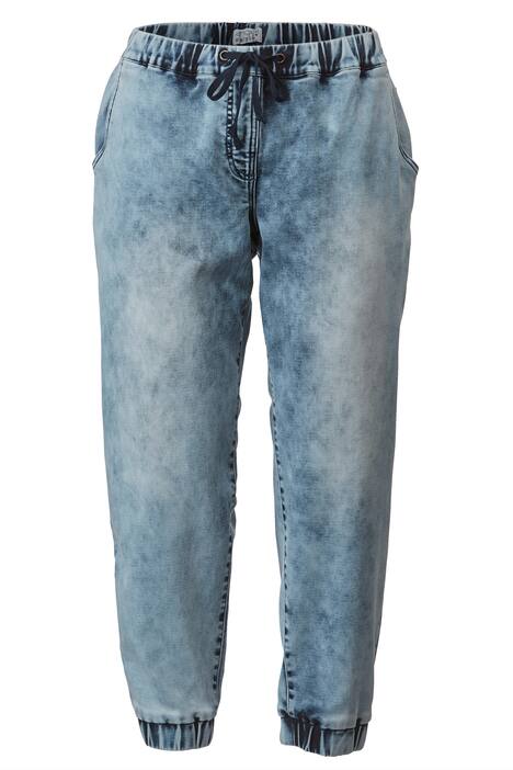 Denim-Joggpants, Karottenform, moon washed, Elastikbund