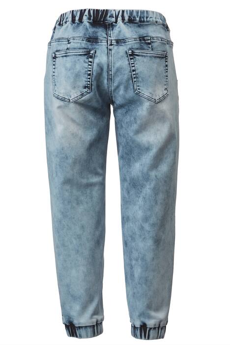Denim-Joggpants, Karottenform, moon washed, Elastikbund