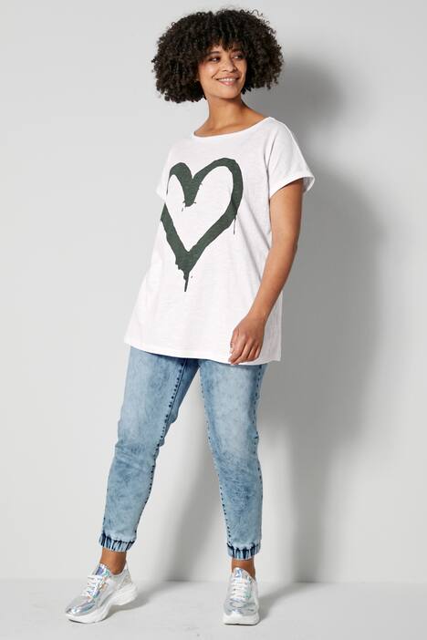 Denim-Joggpants, Karottenform, moon washed, Elastikbund