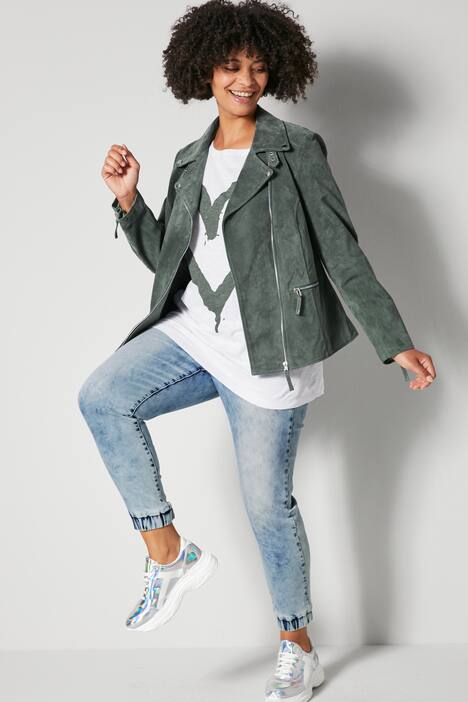 Denim-Joggpants, Karottenform, moon washed, Elastikbund