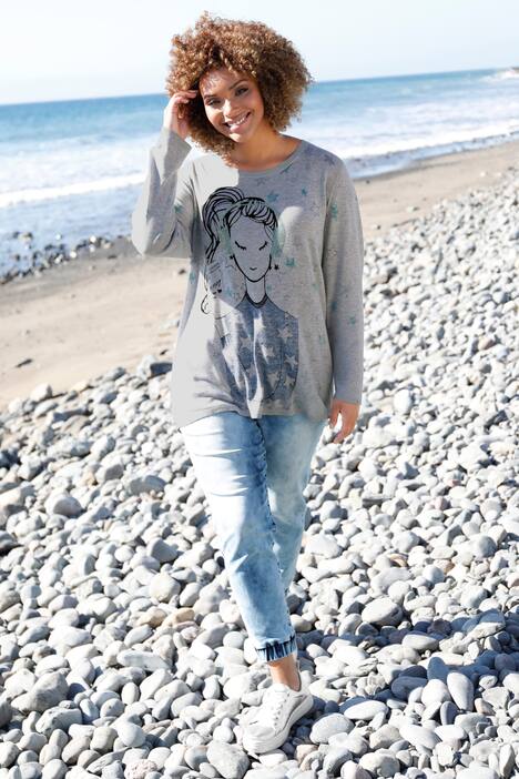 Denim-Joggpants, Karottenform, moon washed, Elastikbund