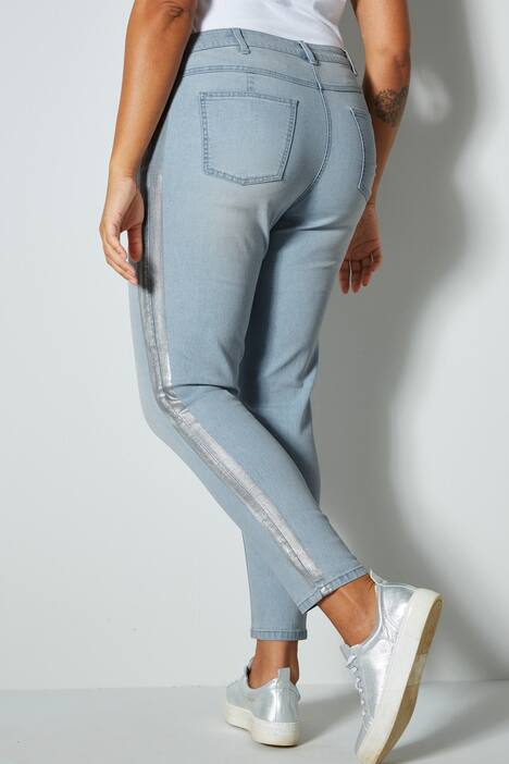 7/8-Jeans, Slim Fit, Silberstreifen, 5-Pocket