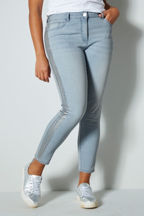 7/8-Jeans, Slim Fit, Silberstreifen, 5-Pocket