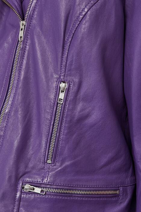 Leder-Bikerjacke, Revers, schräge Zipper, Langarm