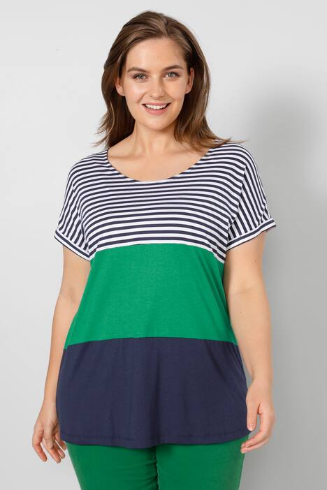 T-Shirt, oversized, Ringel, Rundhals