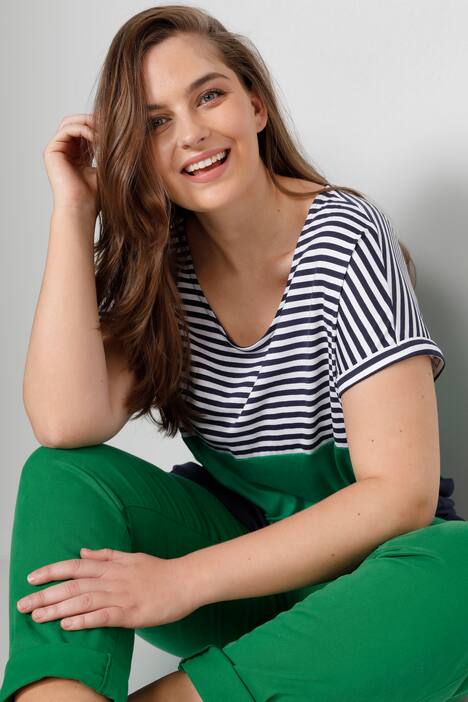 T-Shirt, oversized, Ringel, Rundhals