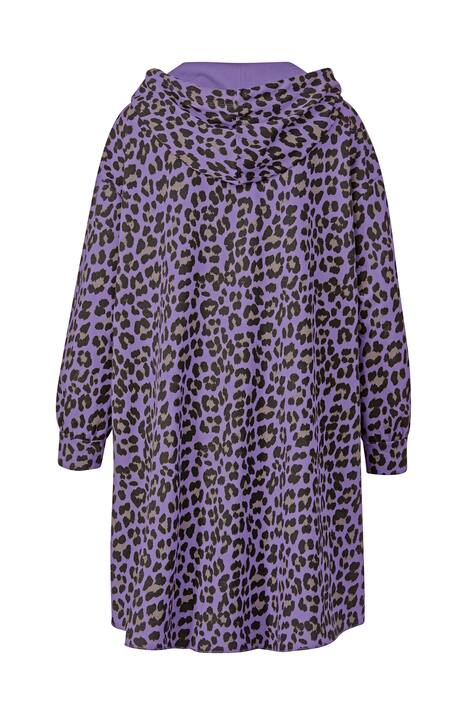 Long-Hoodie, oversized, Color-Leo, Kapuze, gerundeter Saum