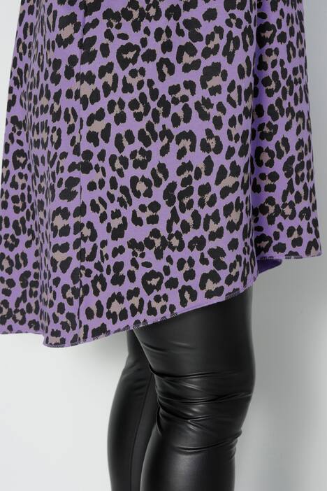 Long-Hoodie, oversized, Color-Leo, Kapuze, gerundeter Saum