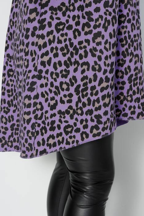 Long-Hoodie, oversized, Color-Leo, Kapuze, gerundeter Saum