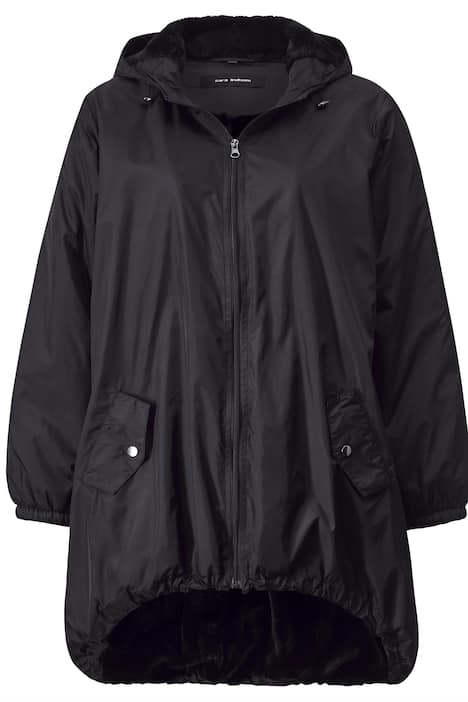Jacke, oversized, Kapuze, Webpelz-Futter
