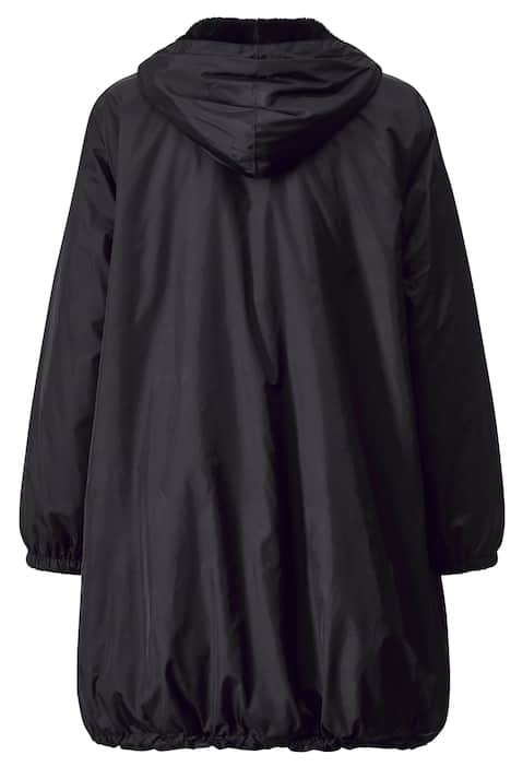Jacke, oversized, Kapuze, Webpelz-Futter