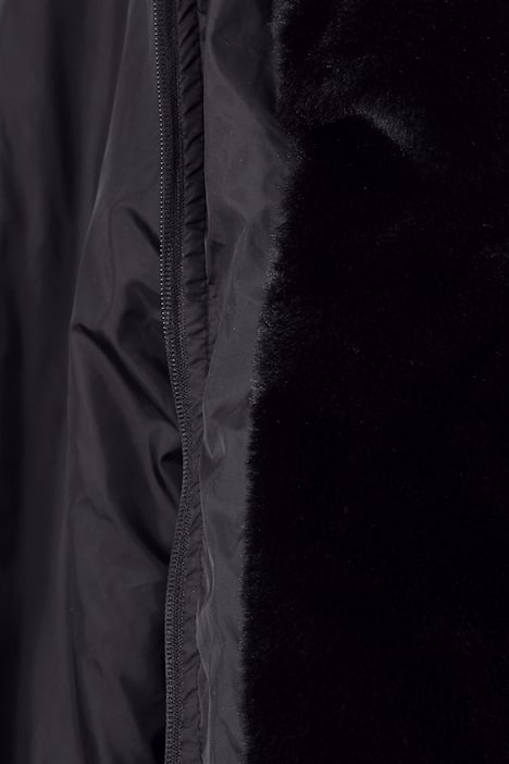 Jacke, oversized, Kapuze, Webpelz-Futter