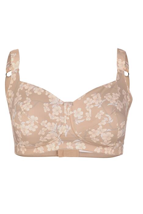 BH ohne Softschalen, Blütendruck, breiter Ausschnitt