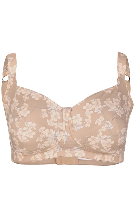 BH ohne Softschalen, Blütendruck, breiter Ausschnitt